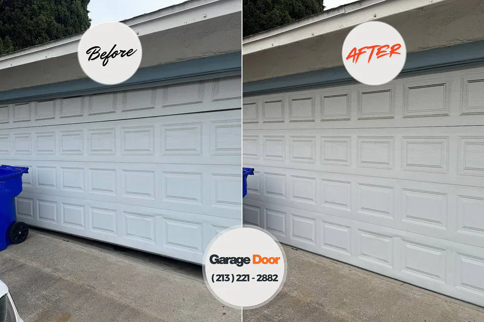 Before and after: garage door repair Moorpark, CA